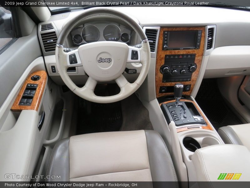 Brilliant Black Crystal Pearl / Dark Khaki/Light Graystone Royal Leather 2009 Jeep Grand Cherokee Limited 4x4