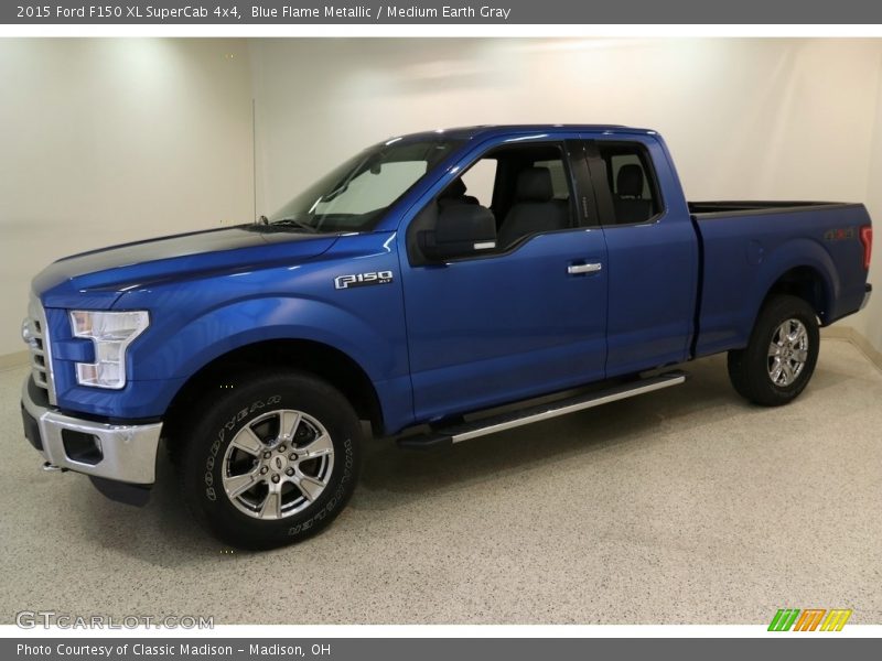 Blue Flame Metallic / Medium Earth Gray 2015 Ford F150 XL SuperCab 4x4