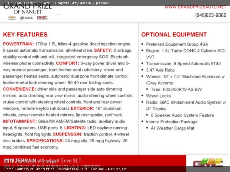 Graphite Gray Metallic / Jet Black 2019 GMC Terrain SLT AWD