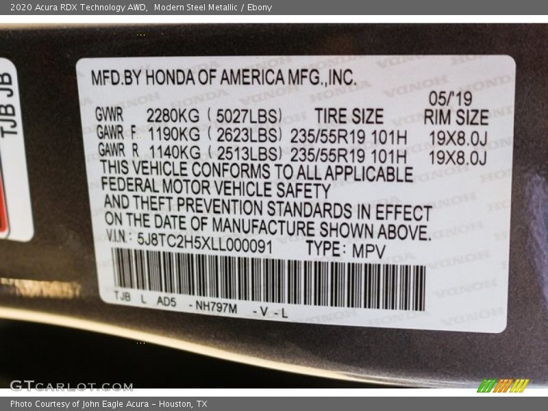 Modern Steel Metallic / Ebony 2020 Acura RDX Technology AWD