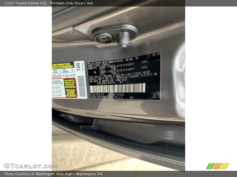 Predawn Gray Mica / Ash 2020 Toyota Sienna XLE