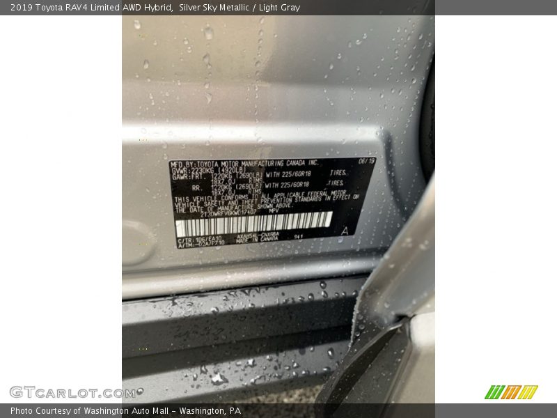 2019 RAV4 Limited AWD Hybrid Silver Sky Metallic Color Code 1D6