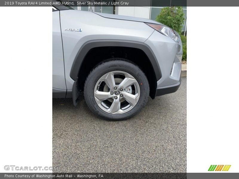 Silver Sky Metallic / Light Gray 2019 Toyota RAV4 Limited AWD Hybrid