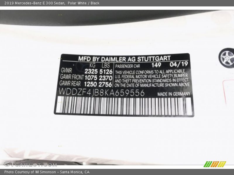Polar White / Black 2019 Mercedes-Benz E 300 Sedan