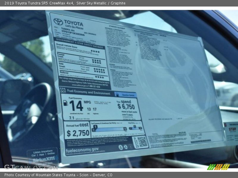 Silver Sky Metallic / Graphite 2019 Toyota Tundra SR5 CrewMax 4x4