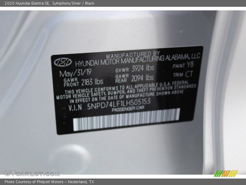 Symphony Silver / Black 2020 Hyundai Elantra SE