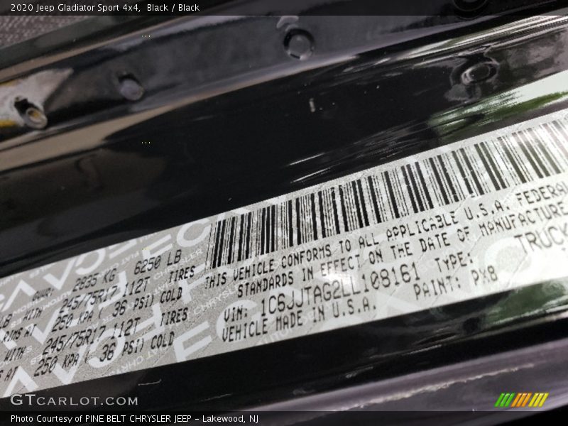 Black / Black 2020 Jeep Gladiator Sport 4x4