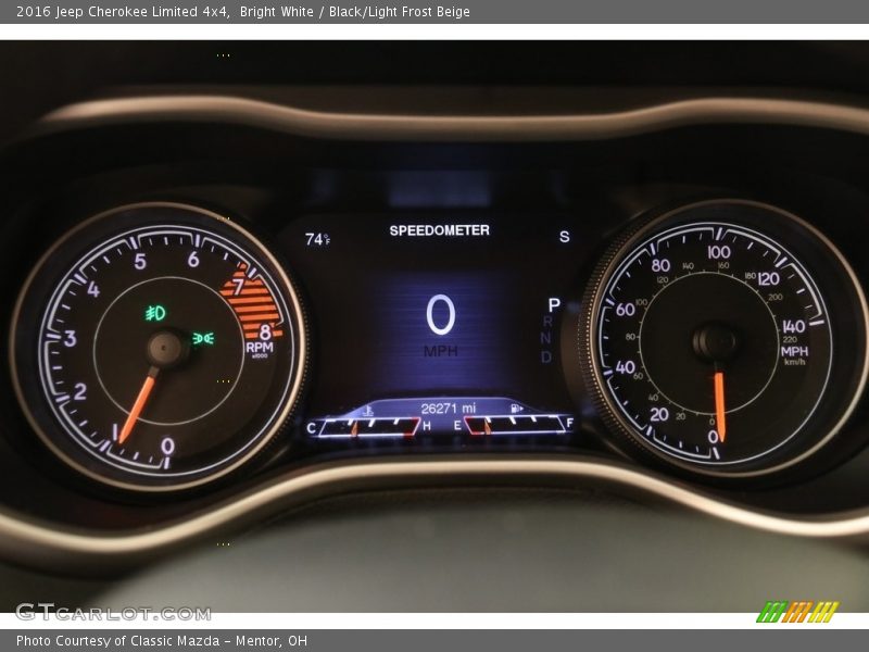 Bright White / Black/Light Frost Beige 2016 Jeep Cherokee Limited 4x4