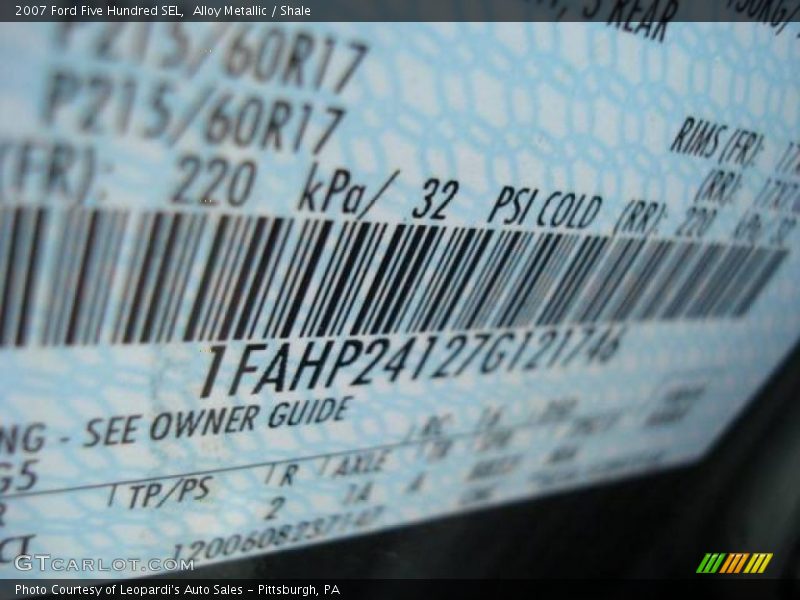 Alloy Metallic / Shale 2007 Ford Five Hundred SEL