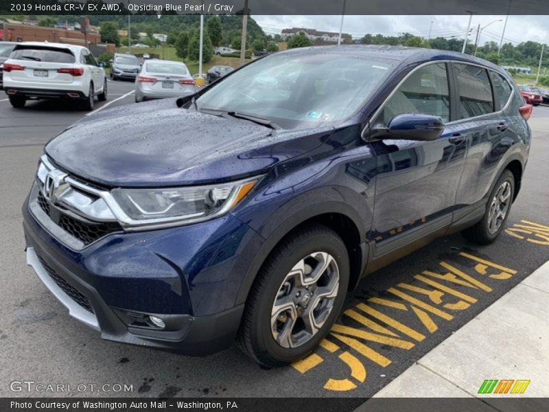 Obsidian Blue Pearl / Gray 2019 Honda CR-V EX AWD