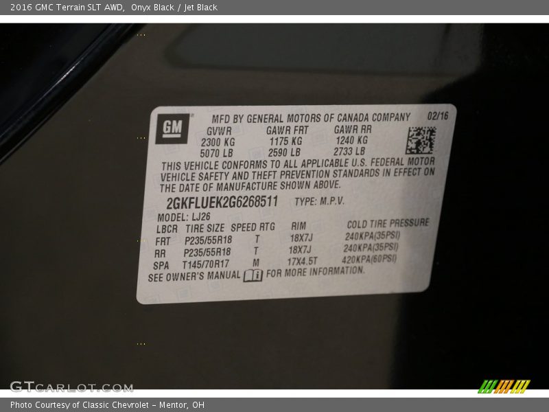 Onyx Black / Jet Black 2016 GMC Terrain SLT AWD