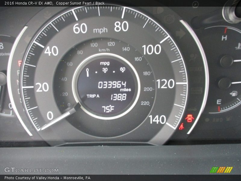 Copper Sunset Pearl / Black 2016 Honda CR-V EX AWD