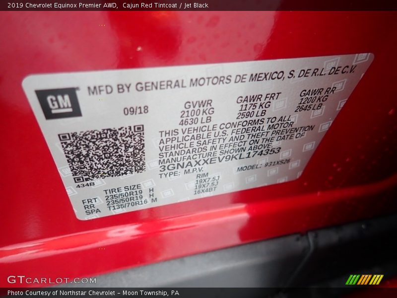 Cajun Red Tintcoat / Jet Black 2019 Chevrolet Equinox Premier AWD