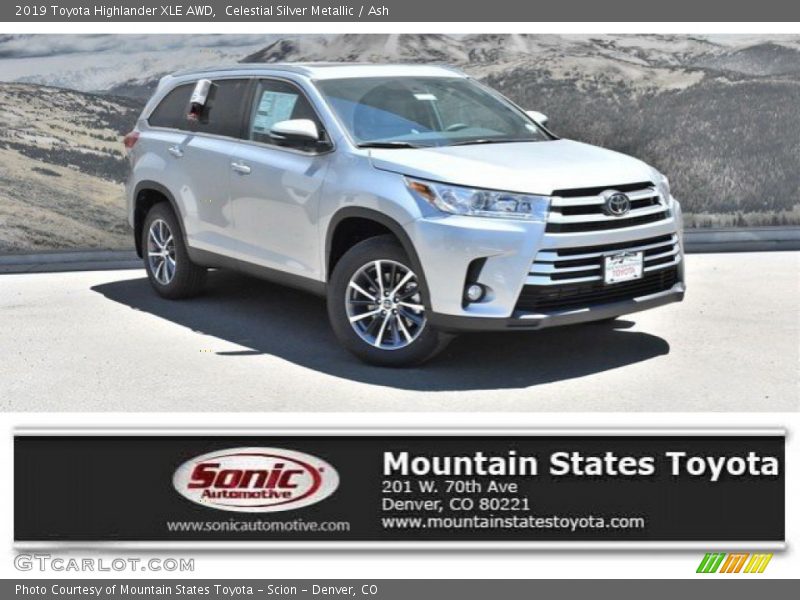 Celestial Silver Metallic / Ash 2019 Toyota Highlander XLE AWD