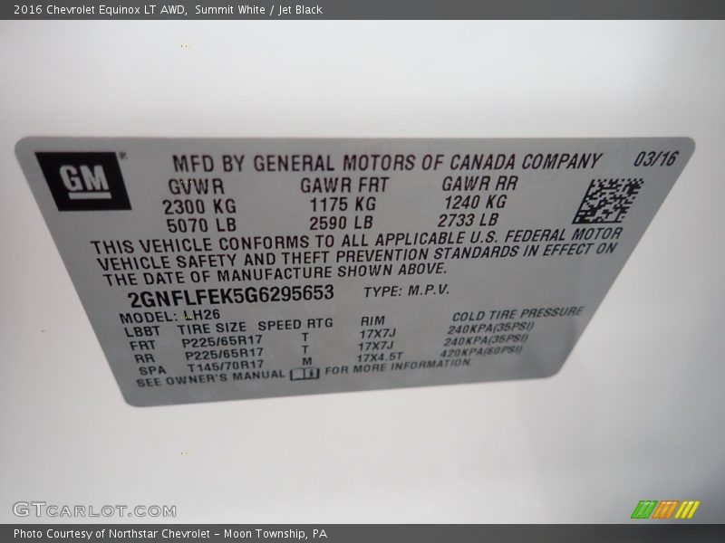 Summit White / Jet Black 2016 Chevrolet Equinox LT AWD