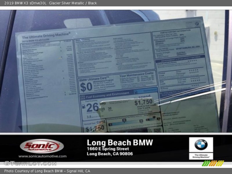 Glacier Silver Metallic / Black 2019 BMW X3 sDrive30i