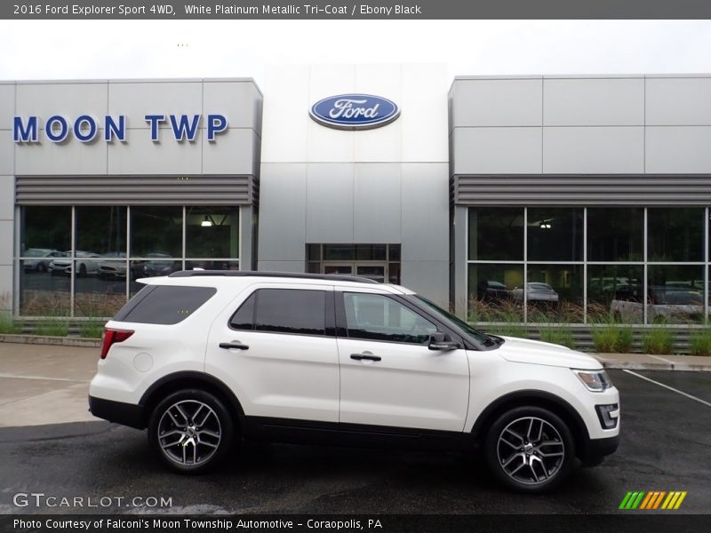 White Platinum Metallic Tri-Coat / Ebony Black 2016 Ford Explorer Sport 4WD