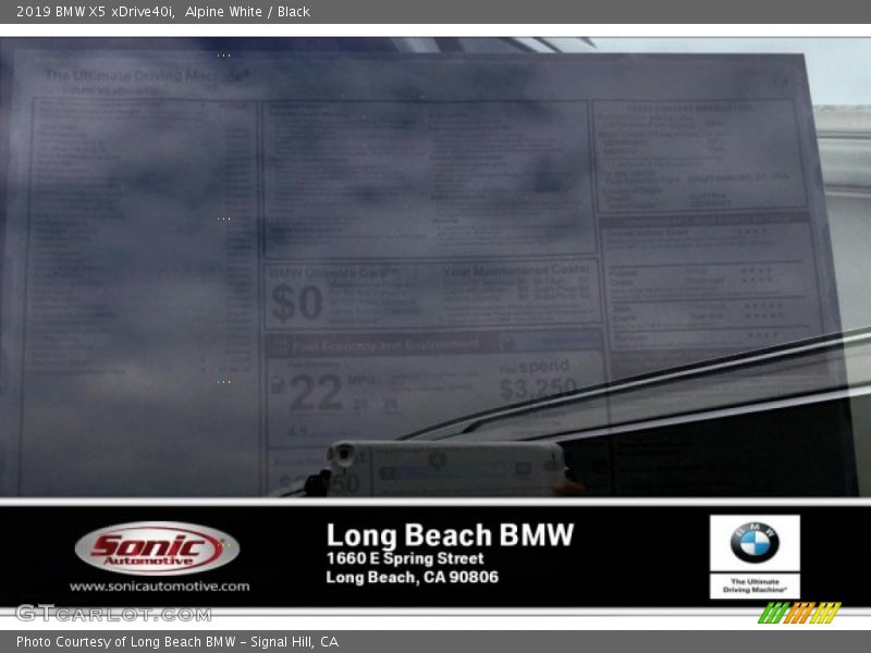 Alpine White / Black 2019 BMW X5 xDrive40i