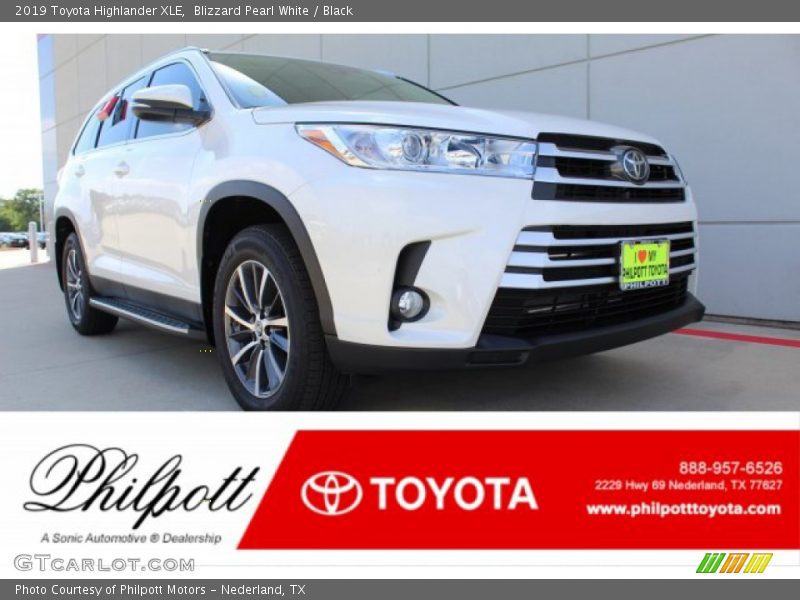 Blizzard Pearl White / Black 2019 Toyota Highlander XLE