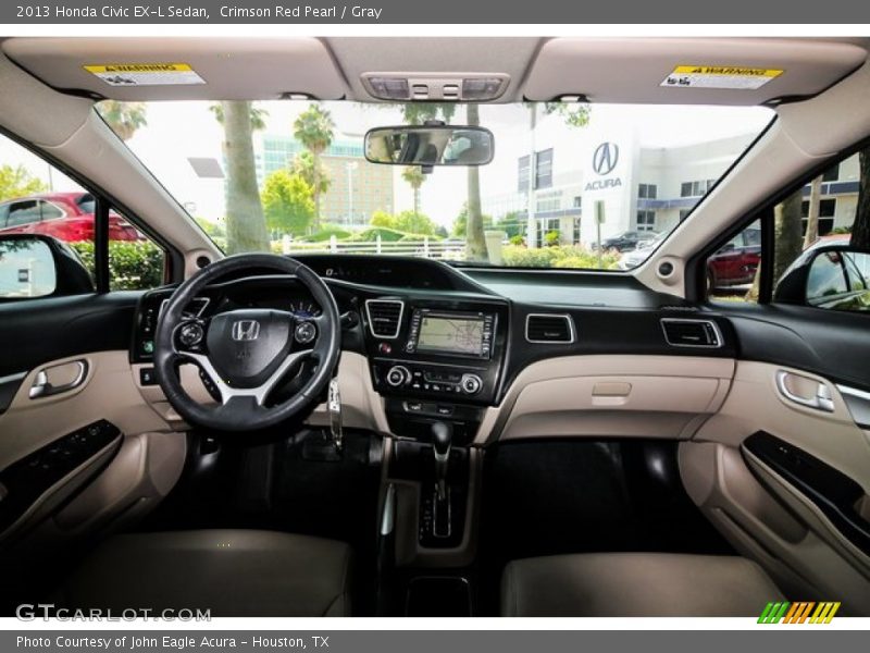 Crimson Red Pearl / Gray 2013 Honda Civic EX-L Sedan