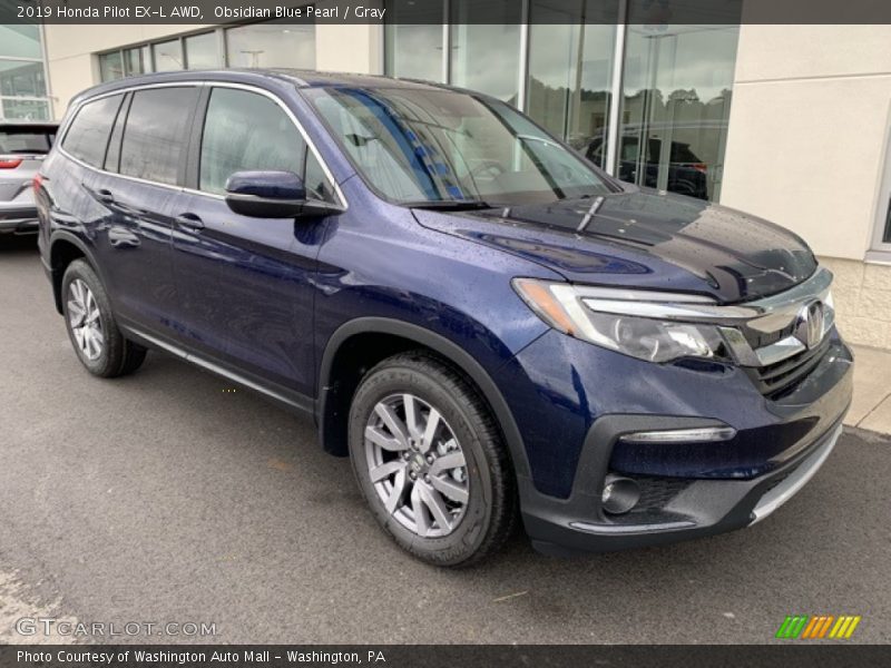 Obsidian Blue Pearl / Gray 2019 Honda Pilot EX-L AWD