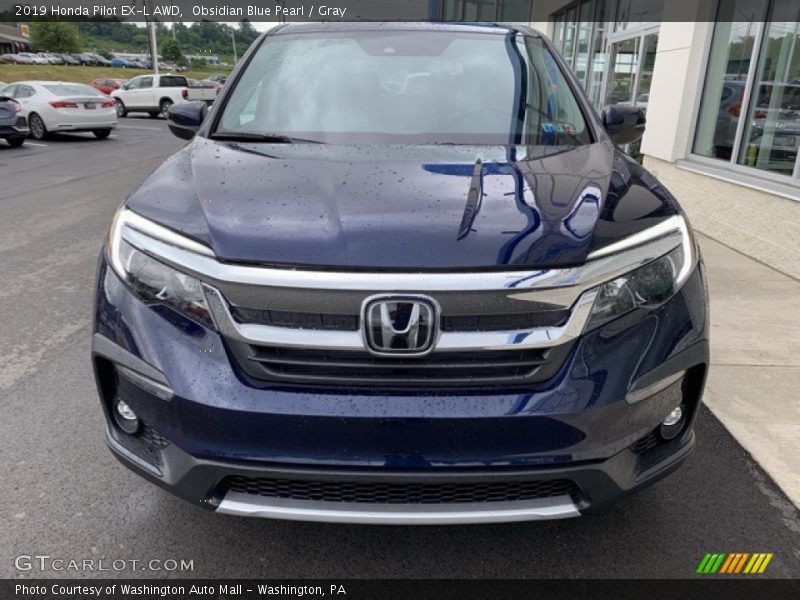 Obsidian Blue Pearl / Gray 2019 Honda Pilot EX-L AWD