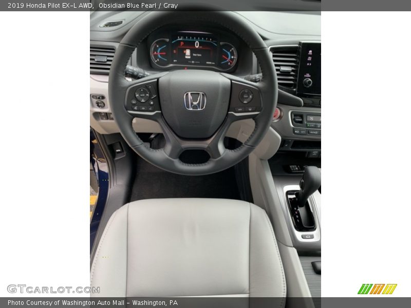 Obsidian Blue Pearl / Gray 2019 Honda Pilot EX-L AWD