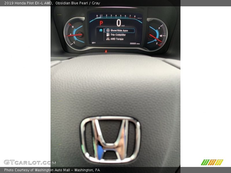 Obsidian Blue Pearl / Gray 2019 Honda Pilot EX-L AWD