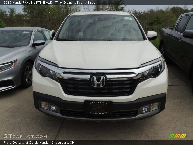 White Diamond Pearl / Beige 2019 Honda Ridgeline RTL-E AWD