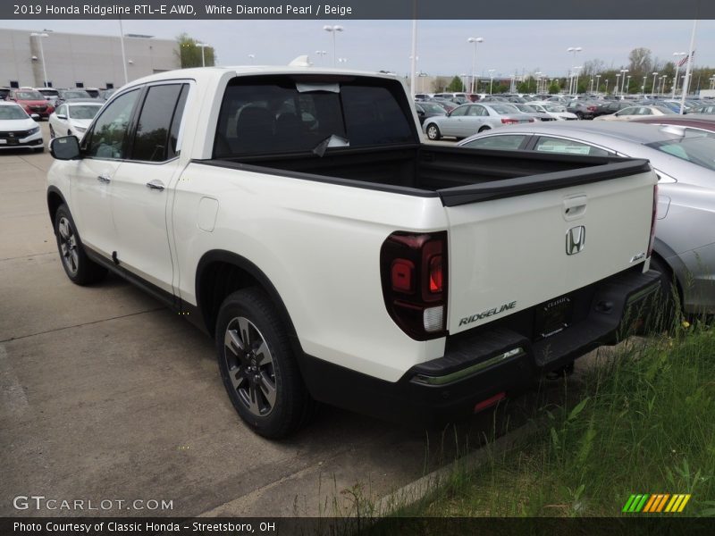 White Diamond Pearl / Beige 2019 Honda Ridgeline RTL-E AWD