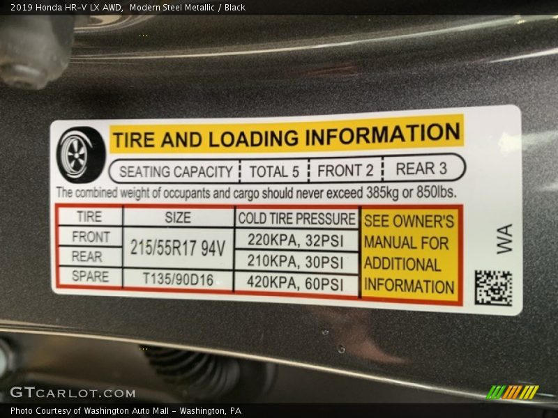 Modern Steel Metallic / Black 2019 Honda HR-V LX AWD