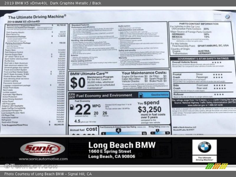 Dark Graphite Metallic / Black 2019 BMW X5 xDrive40i