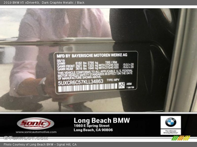Dark Graphite Metallic / Black 2019 BMW X5 xDrive40i
