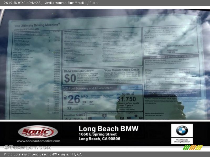 Mediterranean Blue Metallic / Black 2019 BMW X2 sDrive28i