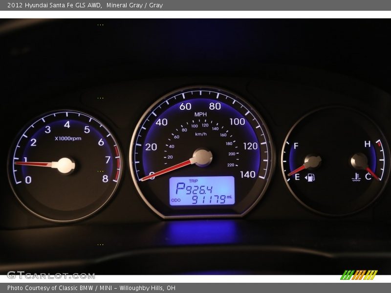 Mineral Gray / Gray 2012 Hyundai Santa Fe GLS AWD