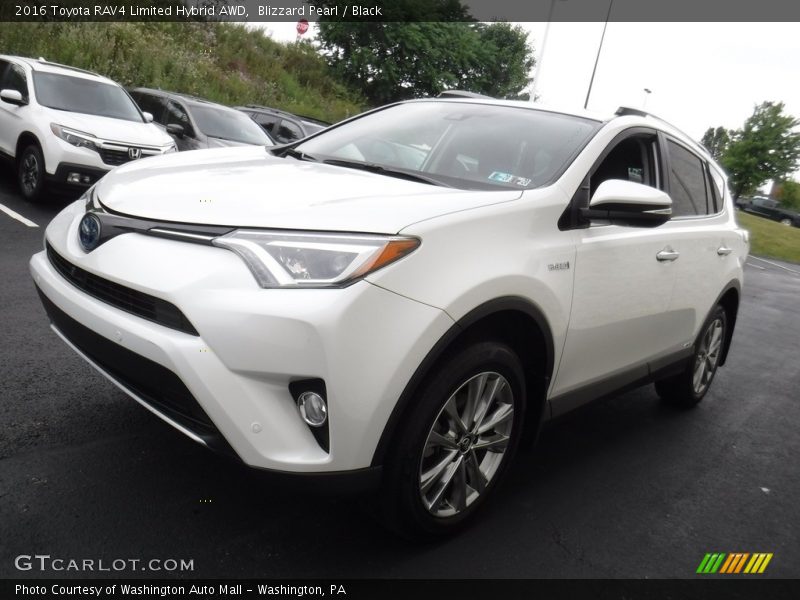 Blizzard Pearl / Black 2016 Toyota RAV4 Limited Hybrid AWD