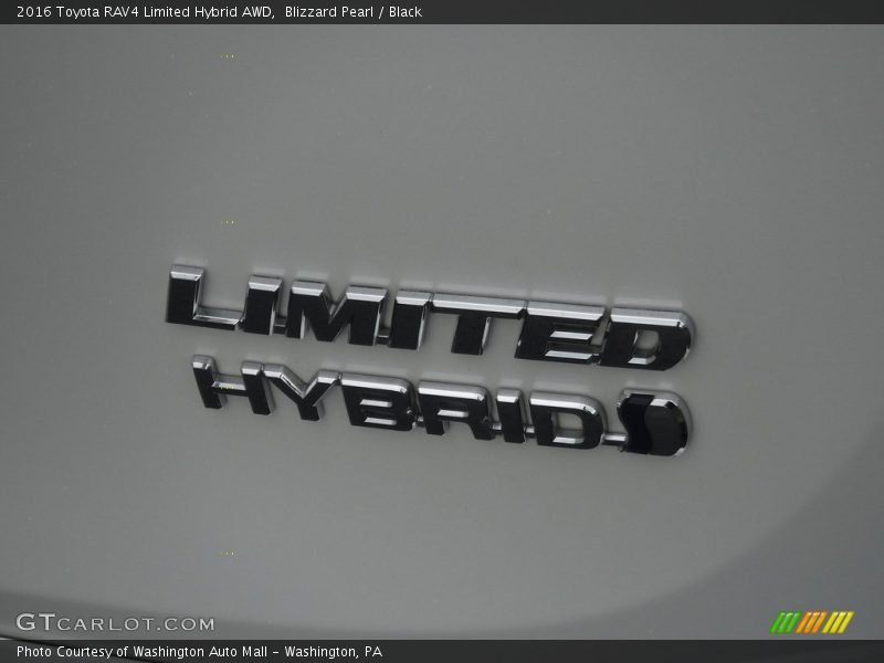 Blizzard Pearl / Black 2016 Toyota RAV4 Limited Hybrid AWD