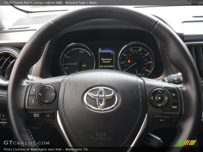 Blizzard Pearl / Black 2016 Toyota RAV4 Limited Hybrid AWD