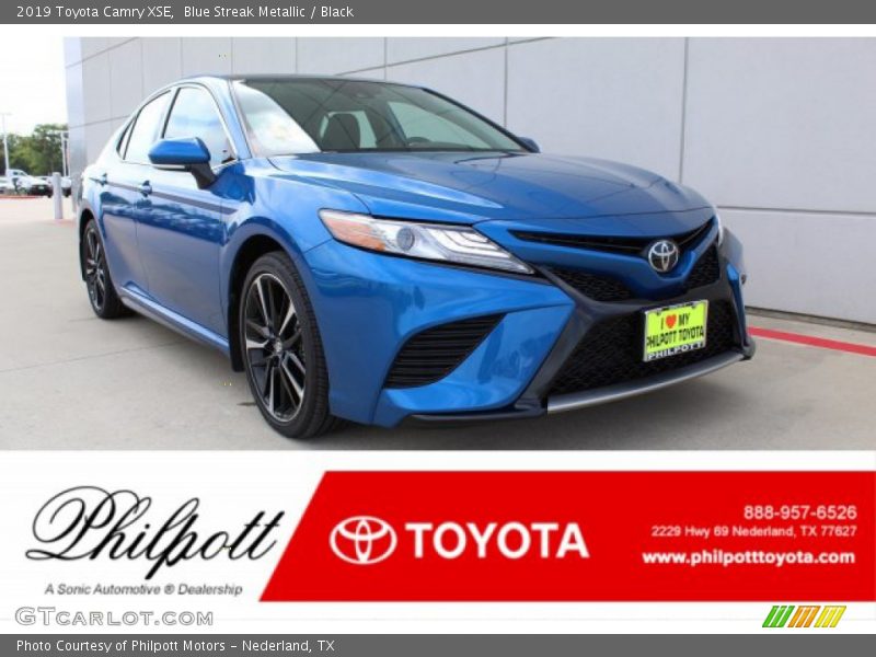 Blue Streak Metallic / Black 2019 Toyota Camry XSE