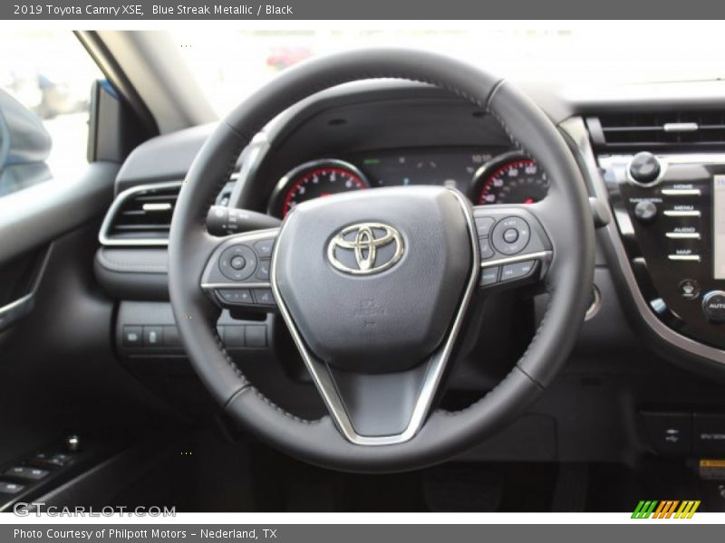 Blue Streak Metallic / Black 2019 Toyota Camry XSE