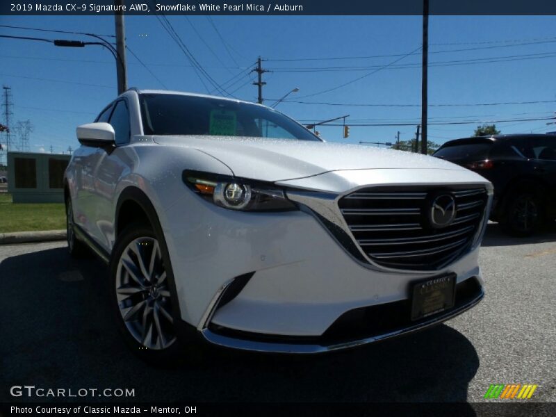 Snowflake White Pearl Mica / Auburn 2019 Mazda CX-9 Signature AWD