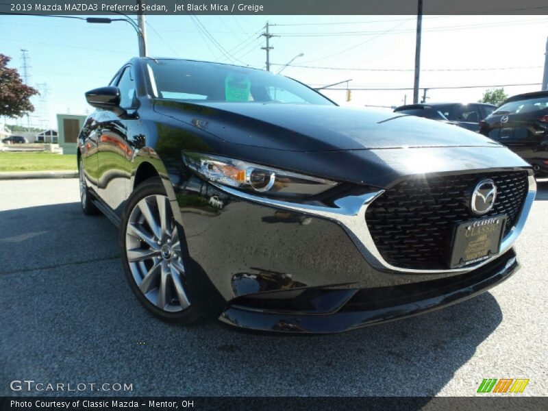 Jet Black Mica / Greige 2019 Mazda MAZDA3 Preferred Sedan