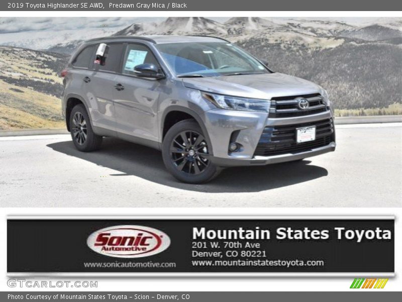 Predawn Gray Mica / Black 2019 Toyota Highlander SE AWD