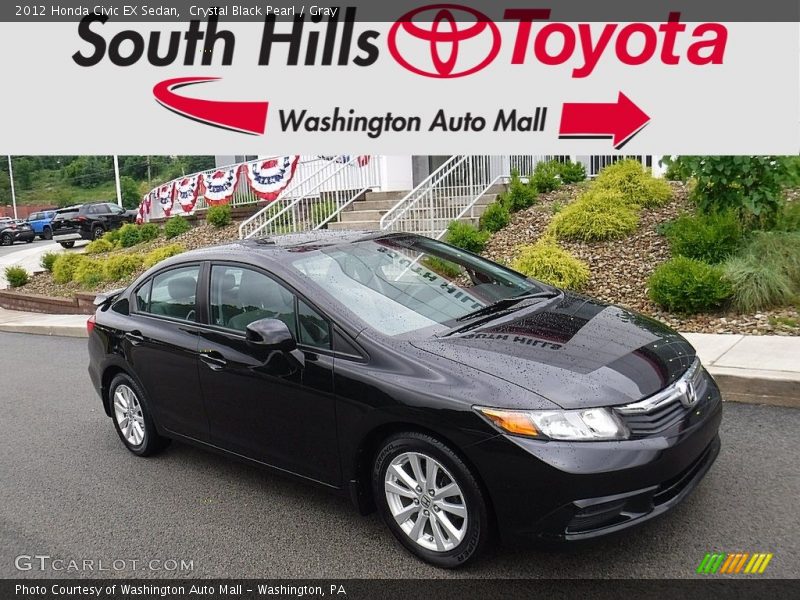 Crystal Black Pearl / Gray 2012 Honda Civic EX Sedan