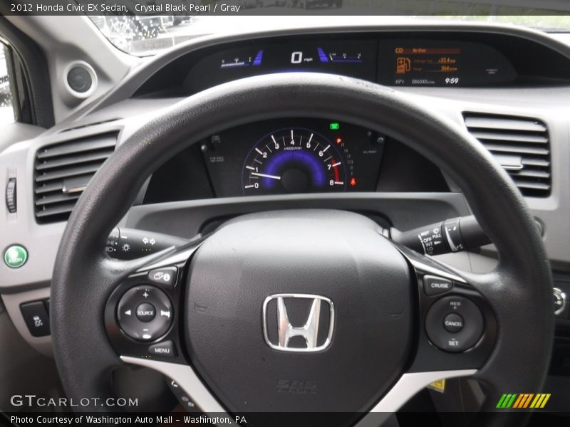 Crystal Black Pearl / Gray 2012 Honda Civic EX Sedan
