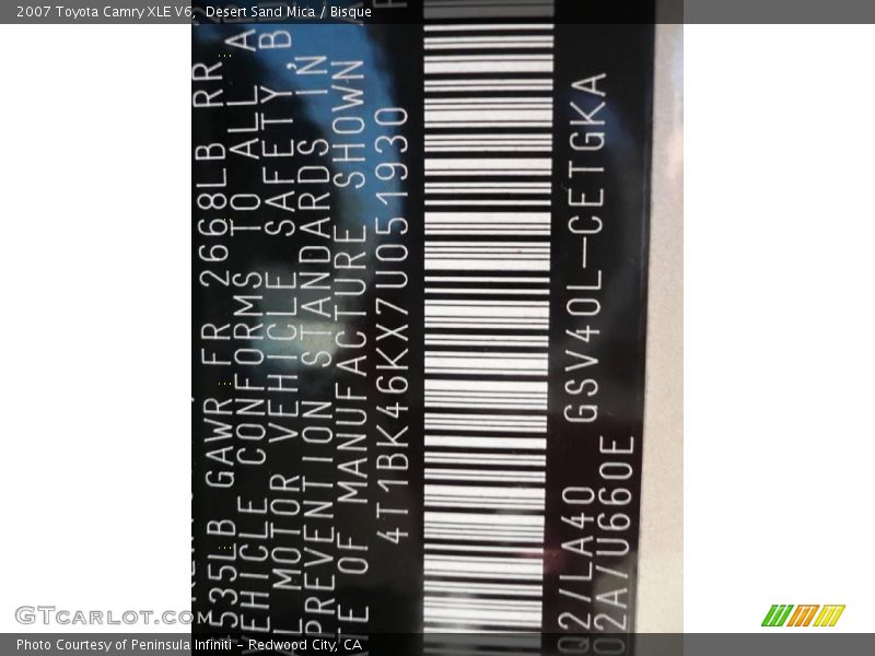 Desert Sand Mica / Bisque 2007 Toyota Camry XLE V6