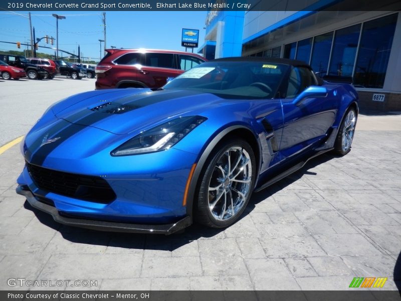 Elkhart Lake Blue Metallic / Gray 2019 Chevrolet Corvette Grand Sport Convertible