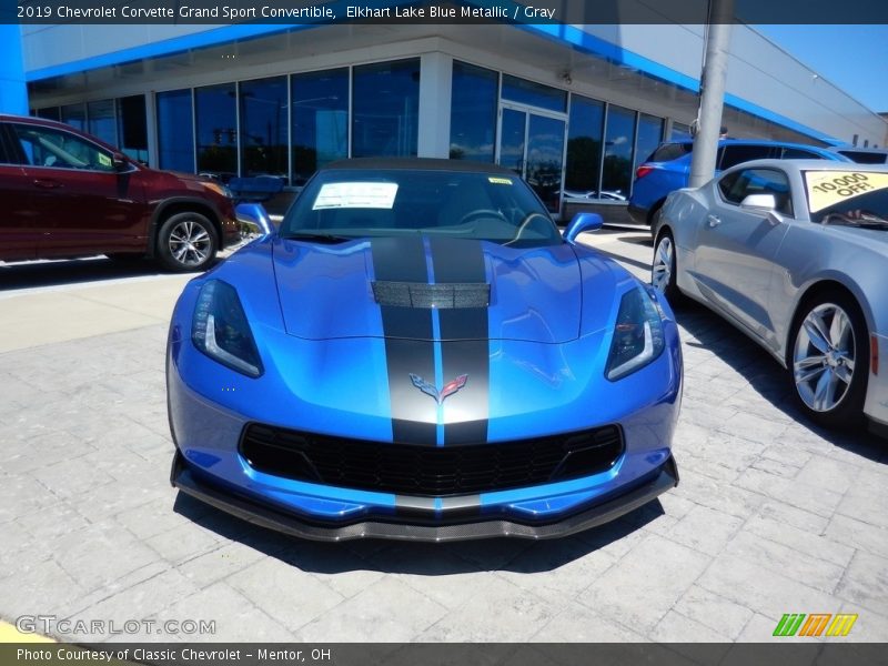 Elkhart Lake Blue Metallic / Gray 2019 Chevrolet Corvette Grand Sport Convertible