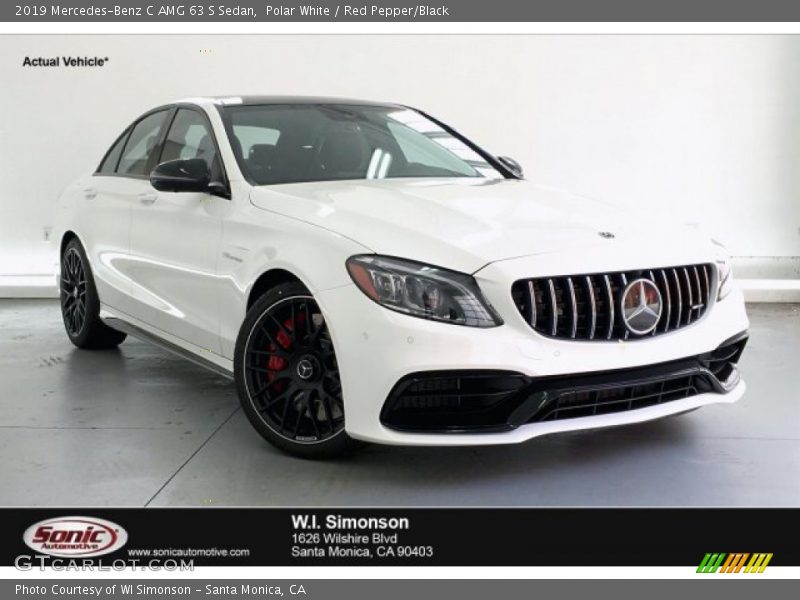 Polar White / Red Pepper/Black 2019 Mercedes-Benz C AMG 63 S Sedan