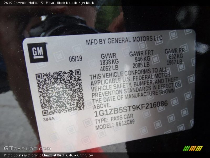 Mosaic Black Metallic / Jet Black 2019 Chevrolet Malibu LS